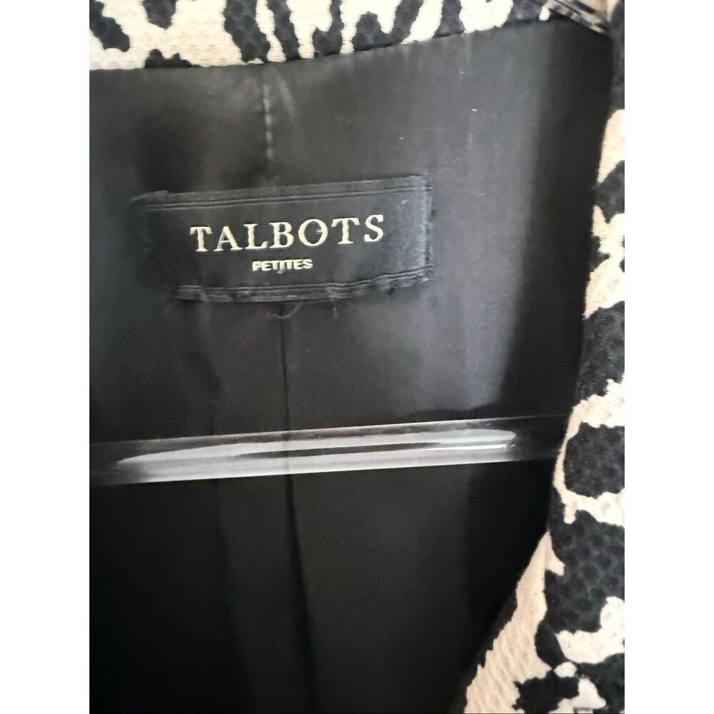 Talbots Petites 14P Black & Cream Animal Print Blazer Jacket Workwear Office Chi - Picture 2 of 3